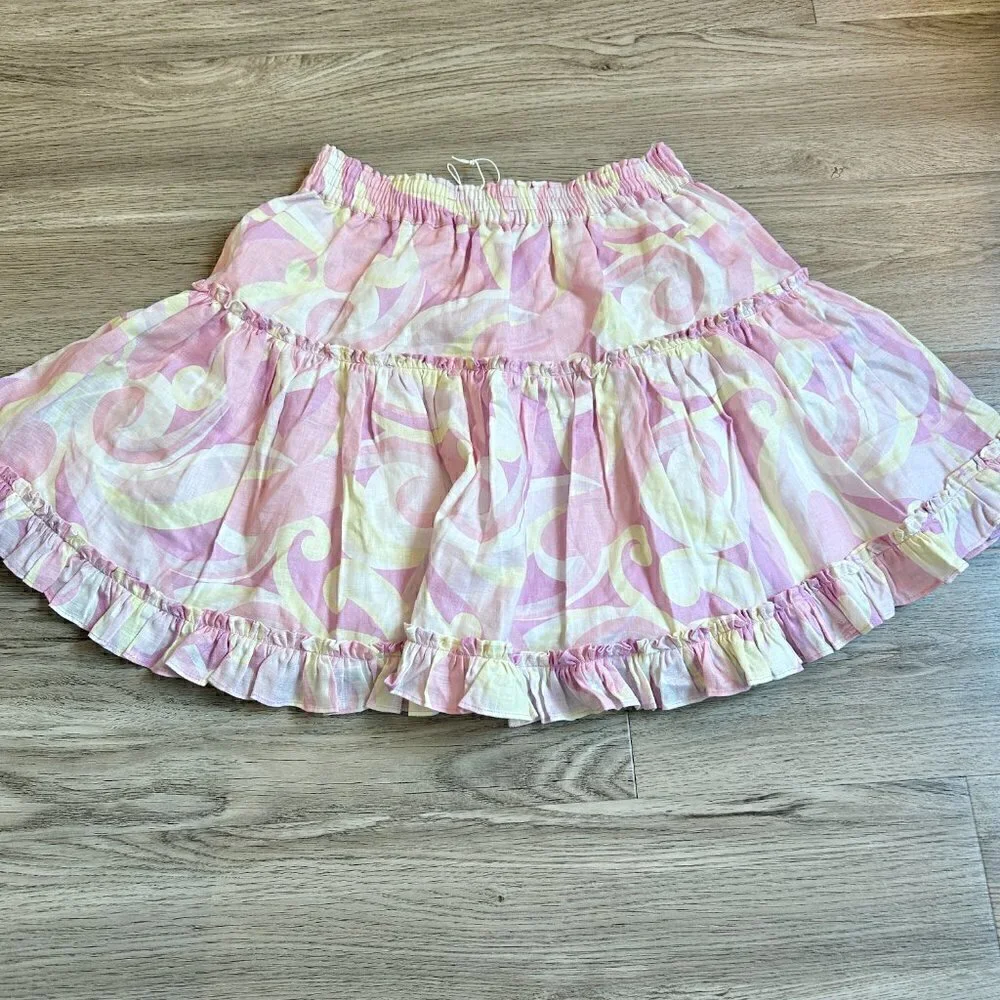 Hill House The Paz Top and Skirt Set Linen in Candy Kaleidoscope Size M NWT